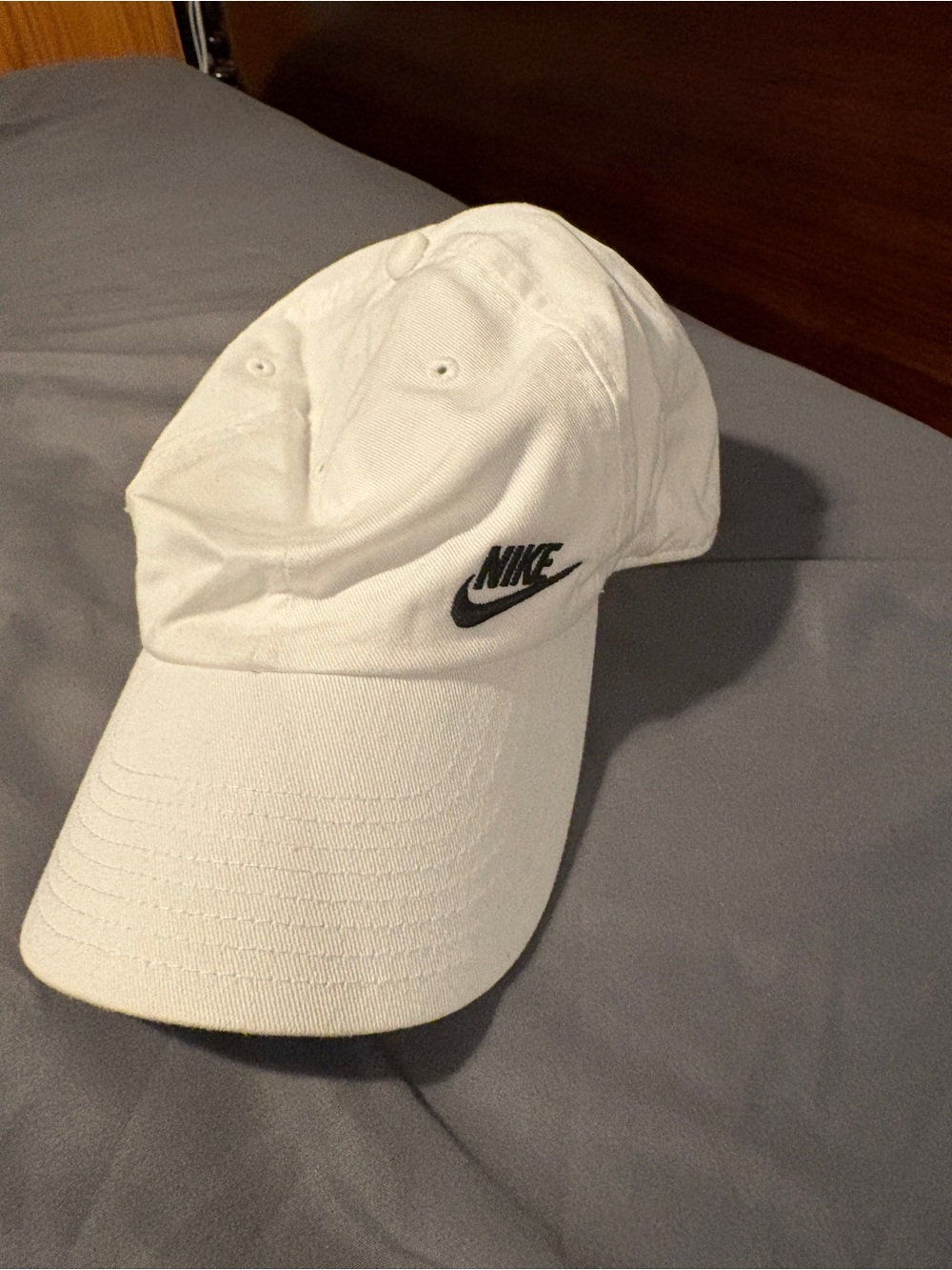 Nike White Cap with Black Swoosh Logo